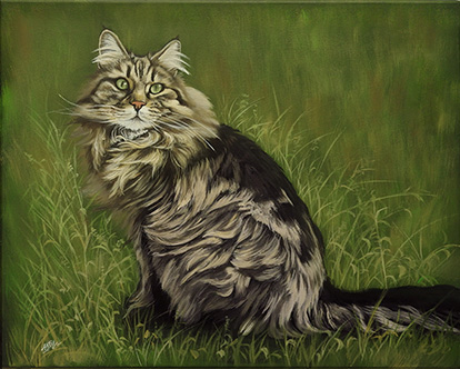 Katzenportrait, Gemälde in Acryl