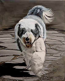 Hundeportrait, Acrylgemälde